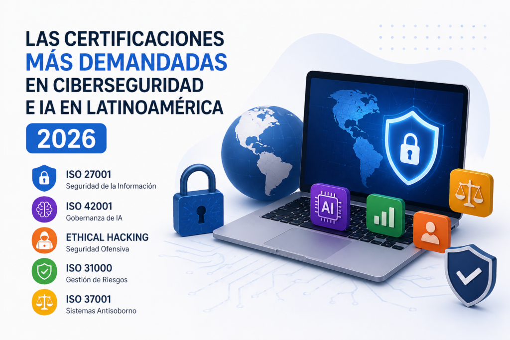 Certificaciones más demandadas en ciberseguridad e inteligencia artificial en Latinoamérica 2026 ISO 27001 ISO 42001 Ethical Hacking ISO 31000 ISO 37001