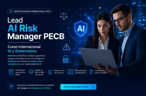 Curso Lead AI Risk Manager PECB sobre gestión de riesgos de Inteligencia Artificial, gobernanza IA y compliance empresarial